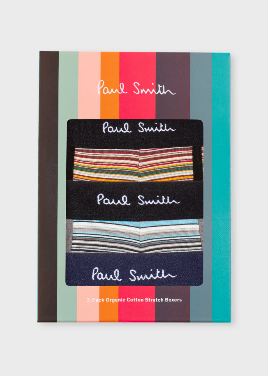 Paul Smith Blue 'Signature Stripe' Low-Rise Boxer Briefs Three Pack