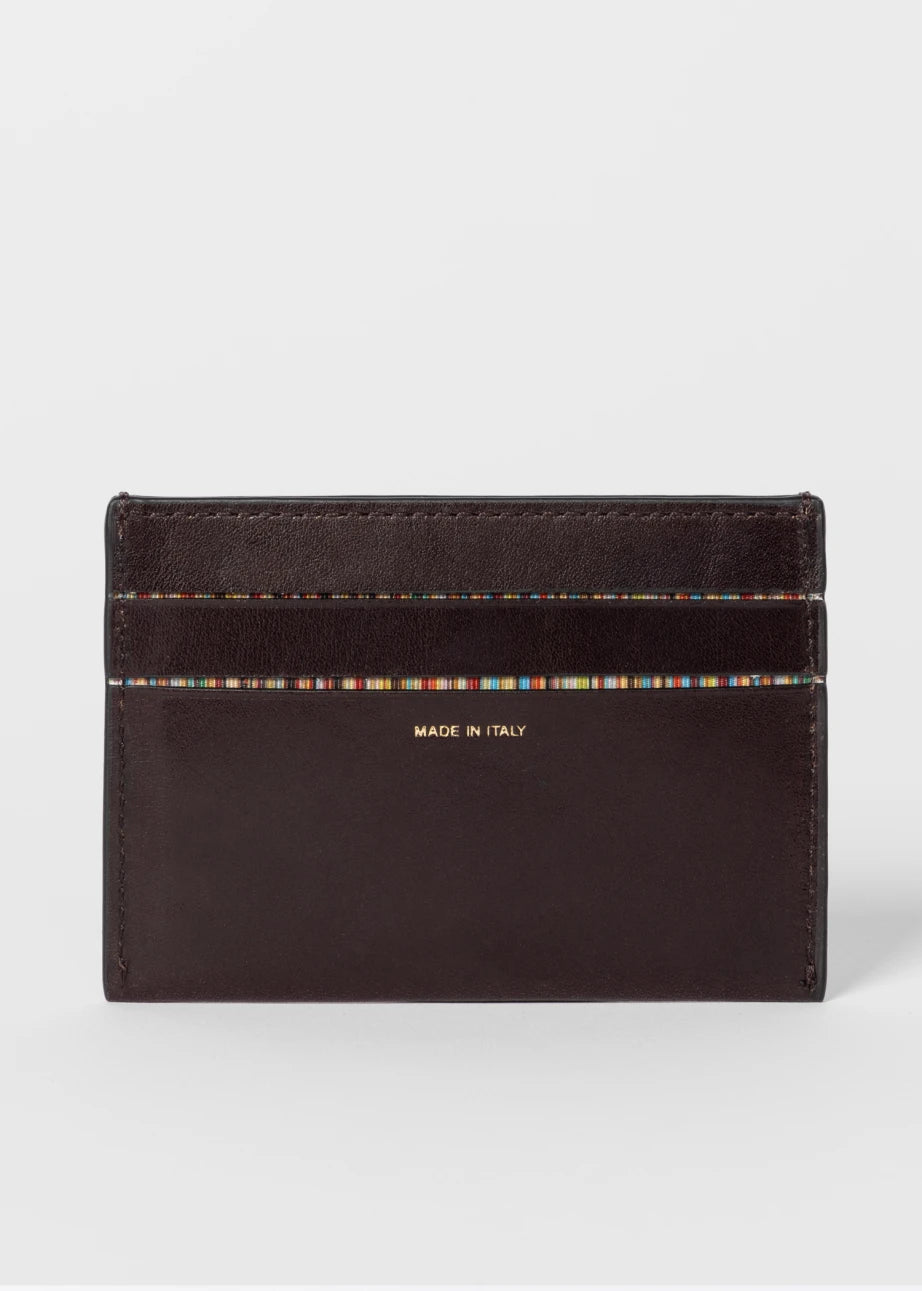 Paul Smith Brown Leather 'Signature Stripe' Credit Card Holder