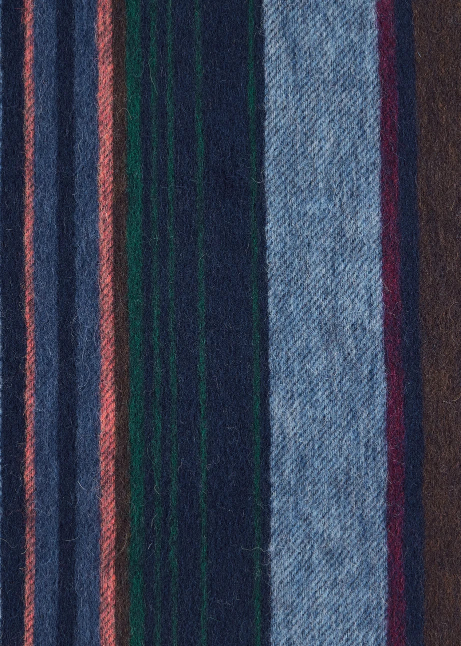 Paul Smith Navy Wool Multi Colour Stripe Scarf