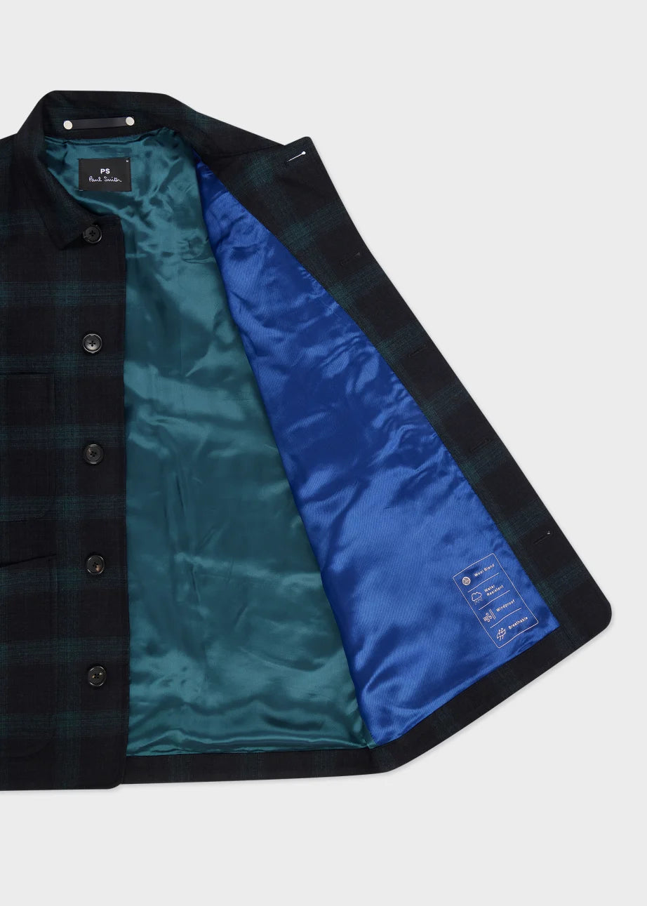 Paul Smith Wool-Blend Check Water-Resistant Work Jacket