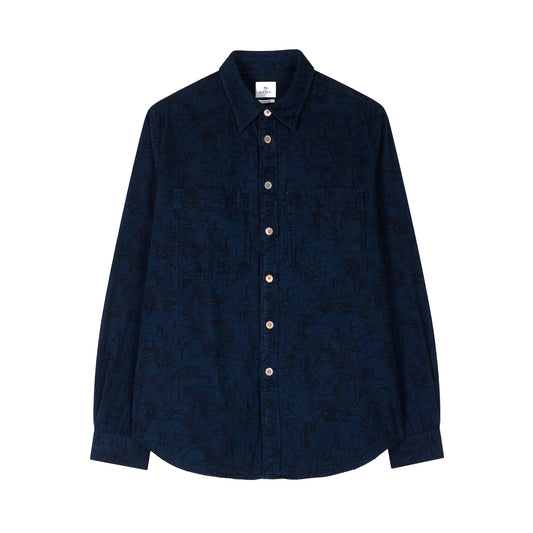 Paul Smith Dark Navy 'Le Soir' Print Corduroy Shirt