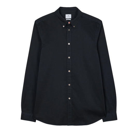 Paul Smith Regular-Fit Navy Cotton Sateen Garment-Dyed Shirt